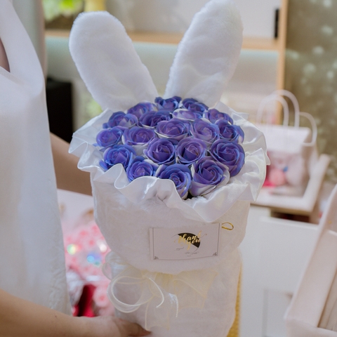 Hoa Sáp Tai Thỏ Bunny Màu Xanh Coban (Cobalt Blue)