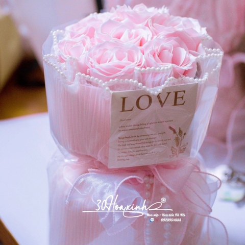 Bó hoa sáp 7 lớp màu hồng tặng Túi