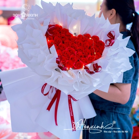 Bó hoa sáp thơm trái tim dáng công chúa