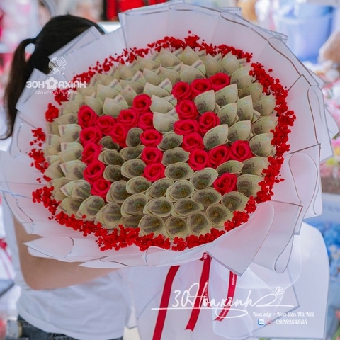 Bó Hoa Tiền Thật Chữ MẸ Thể Hiện Biết Ơn