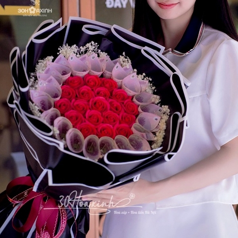 Bó Hoa tiền 50k bó tròn mix hoa baby khô và hoa sáp