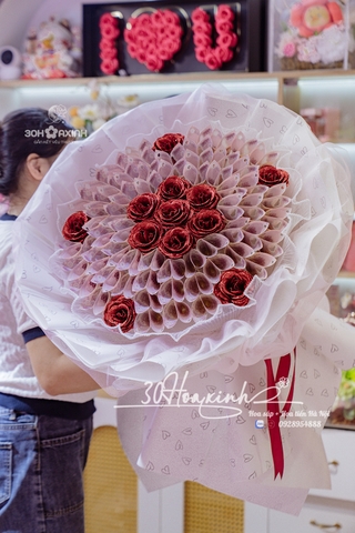 Bó Hoa Tiền Thật 50 tờ 50k