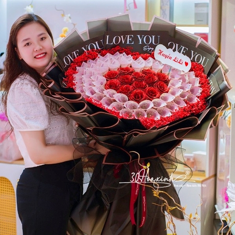 Bó Hoa tiền thật mệnh giá 50k số lượng 60 tờ