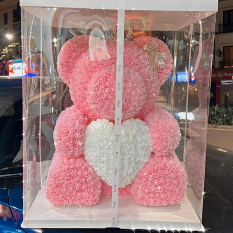 Hộp quà tặng, Decor hoa gấu có đèn Led (Size Đại)