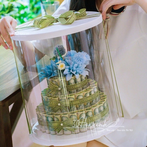 Hộp hoa đựng tiền thật 3 tầng mệnh giá 100k (có thể đựng mệnh giá khác nhau)