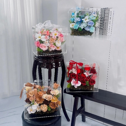 Hộp Mica Vali Hoa Sáp Thơm - Đủ Màu