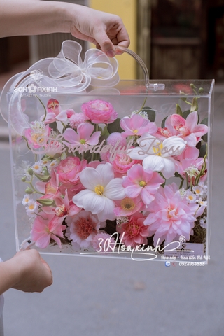 Hộp Vali MiKa Hoa Sáp Màu Hồng Cao Cấp