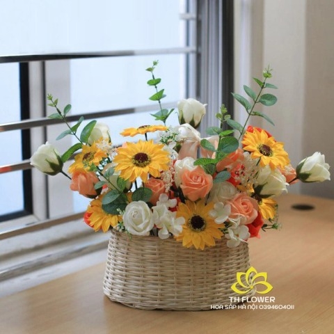 Giỏ hoa sáp hướng dương