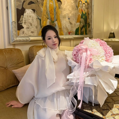 Bó Hoa Lụa Cẩm Tú Cầu Màu Hồng Mix Trắng - Chân Thành