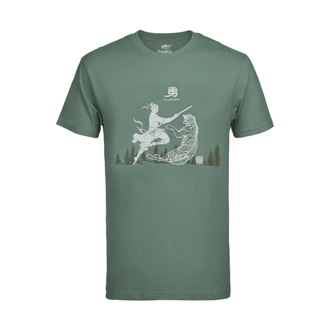 Áo phông cộc tay nam - Xanh rêu (Wu Song Defeats the Tiger) - Size XL
