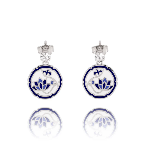 Khuyên tai - tròn (Blue and White Lotus)