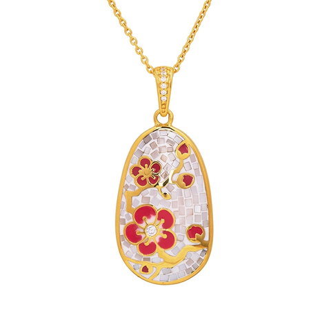 Dây chuyền - Màu vàng (Plum Blossom Mosaic Mother of Pearl)