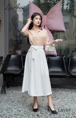 Chân váy gold suông dài 2 ly cao cấp LAVD1 sang chảnh