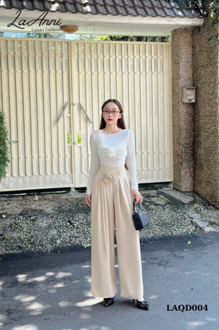 Quần suông belt hoa gold nhật cao cấp LAQD004