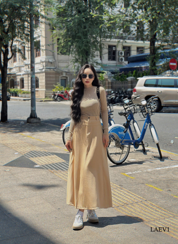 Chân váy dài chiết eo 2 lưng cao cấp