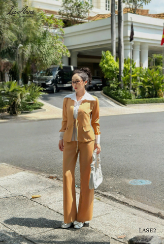 Set quần suông áo sơ mi liền khoác LASE2