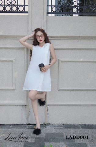 Đầm lụa suông basic đính nơ vai LADD001 ngọt ngào