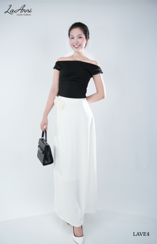 Chân váy lụa dài đính hoa LAVE4