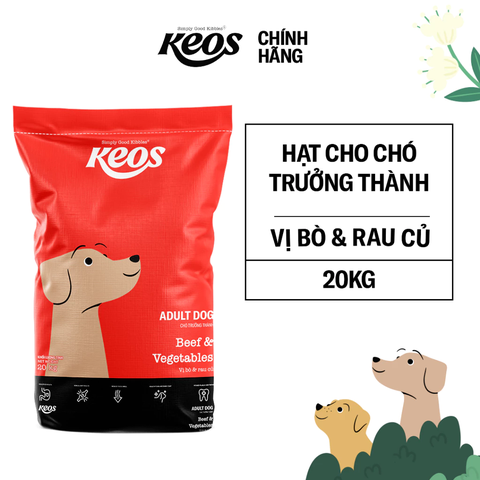 Thức ăn hạt cho chó trưởng thành Keos vị Bò & Rau Củ 20kg