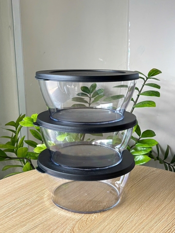 Tupmalay Hộp Tròn Màu Đen Clear Bowl 1.3L