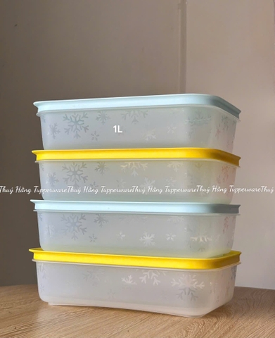 Tuptrung - 6 Hộp đông xanh min thân trong bông tuyết - gồm 2h 450ml 2h 1.1L 1h dẹp 1L 1h 2.5L - Tupperware