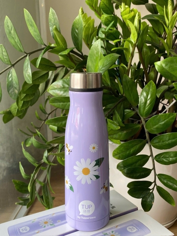 Tuptrung - Bình giữ nhiệt tím có hoa 410ml