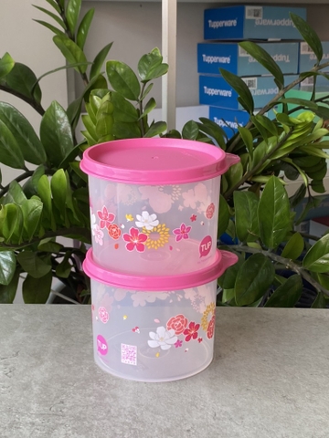 Hộp mát Tupperware 600ml - hồng in hoa