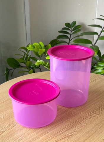 TupMalay - Set 2 Hộp Tròn One Touch 1 Lần Bấm Màu Hồng (01 Hộp 940ml+ 01 hộp 2L)