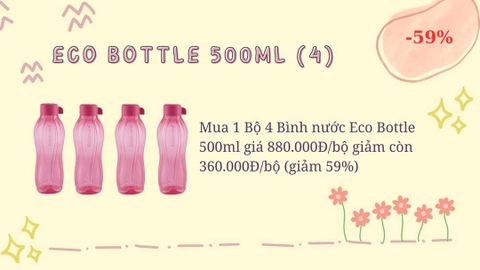 Bình Nước Tupperware Eco Bottle 500ml (Màu Hồng)