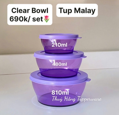 Hộp Tròn Tupperware Clear Bowl Purple - Tupperware Malaysia Chính Hãng