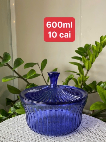 Hộp Nhựa Tupperware Royal crystalline Blue Serve 600ml - Trong Gân Sọc Có Nắp Tupperware - Tupperware Malaysia Chính Hãng