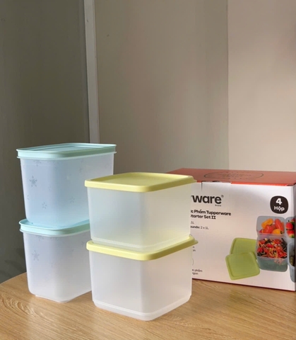 Bộ 4 Hộp Tupperware Trrữ Đông/Mát Starter Set II - New Tupperware Chính Hãng