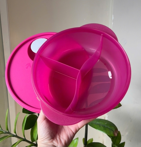 Hộp Bowl 1L Tupperware Dùng Lò Vi Sóng - 3 Ngăn Màu Hồng - Tupperware Trung Chính Hãng