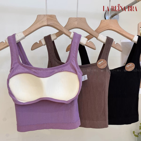 Bra ba lỗ cotton dáng basic, có đệm mút 1cm