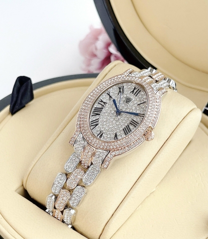 Đồng Hồ Nữ Thời Trang Christian Van Sant Oval full đá