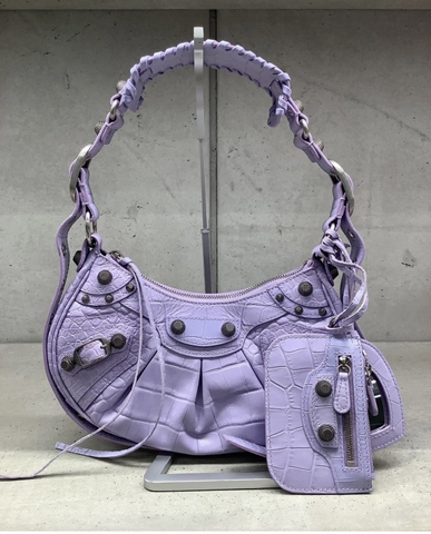 Túi Balenciaga Le Cagole XS croc tím