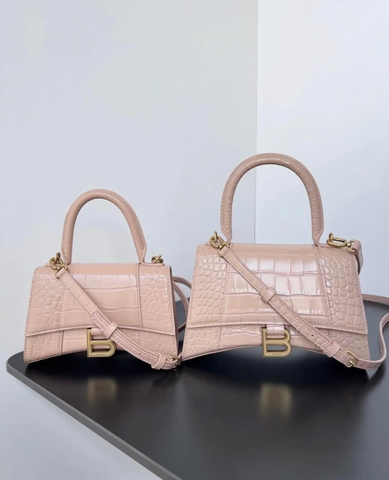 Túi Balenciaga Hourglass croc nude