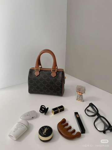 Túi Celine Small Boston In Triomphe Canvas And Calfskin