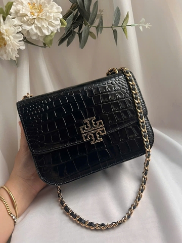 Túi xách Tory britten shoulder đen da croc