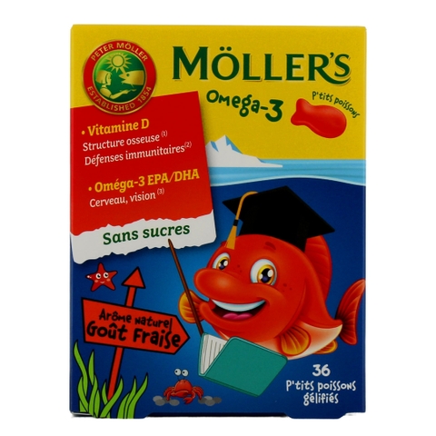 Vitamin D + Omega3 Mollers vị dâu 36v ( 4y+)