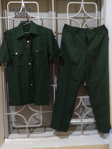 Bộ Quần Áo Kiểu K08 Quân Đội Màu Xanh Rêu