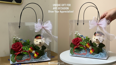 Set quà tặng mini gấu bông hoa hồng kèm vòng tay