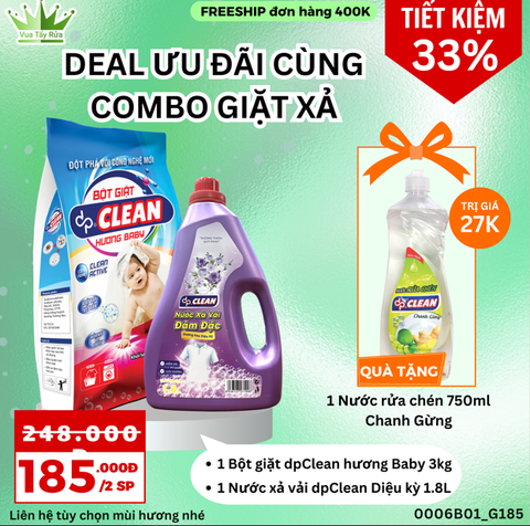 COMBO MIX BỘT GIẶT VÀ NƯỚC XẢ M2T1 (185K)