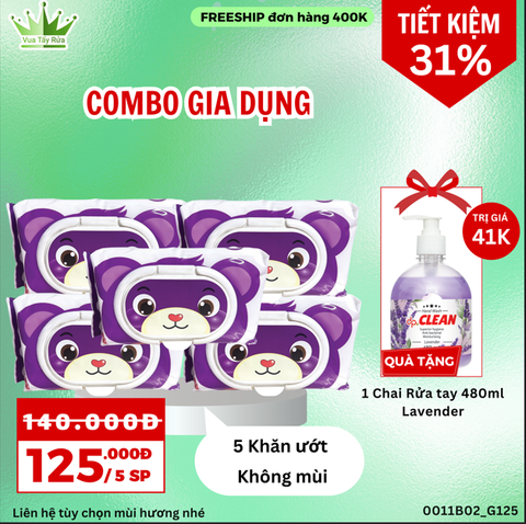 COMBO KHĂN ƯỚT M5T1 RỬA TAY (125K)