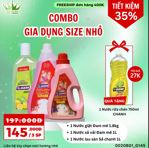 COMBO NƯỚC GIẶT NƯỚC XẢ LAU SÀN M3T1 RỬA CHÉN (145K)