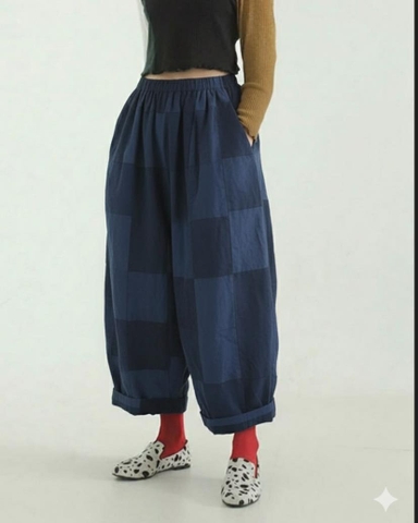 Patchwork Boom Pants - Navy - M