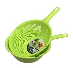 Set chậu rổ có tay cầm màu xanh lá cây