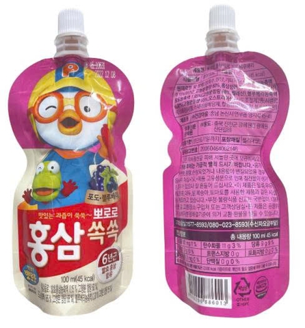 NƯỚC PORORO H.SÂM NHO-VQUẤT TÚI 100ML