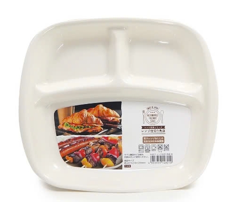 Khay ăn hình chữ nhật chia 3 ngăn cho bé,chất liệu: nhựa PP