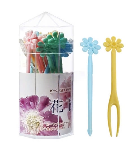 Hộp set dĩa ăn trái cây hình hoa (20 chiếc),chất liệu nhựa Styrene